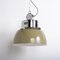 Polnische Fabriklampe mit Prismatischem Glas aus Olivgrünem Poliertem Stahl, 1920er 1