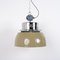 Polnische Fabriklampe mit Prismatischem Glas aus Olivgrünem Poliertem Stahl, 1920er 7