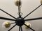 Lampadario Sputnik grande in metallo nero, ottone e vetro opalino, anni '90, Immagine 9