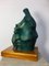 Stylized Mother and Child Bronzed Ceramic Sculpture, 1970s, Image 2