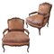 Antique Spanish Leather Upholstered Club Armchairs, Late 19th Century, Set of 2, Image 1