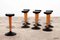Bar Stools with Cast Iron Bases and Leather Seats, 1960s, Set of 7, Image 3