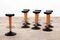 Bar Stools with Cast Iron Bases and Leather Seats, 1960s, Set of 7 1