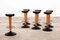Bar Stools with Cast Iron Bases and Leather Seats, 1960s, Set of 7, Image 1