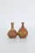 Petits Vases Double Mid-Century Scandinave en Grès Marron par Gunnar Borg pour Höganäs Keramik, 1960s, Set de 2 3