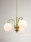 Lustre Mid-Century en Laiton et Opaline, Italie 5