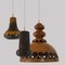 Lámparas colgantes de cerámica esmaltada marrón, Alemania, años 70. Juego de 3, Imagen 4