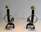 Wrought Iron & Brass Andirons in the style of Jacques Adnet, 1970s, Set of 2 12