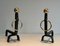 Andirons aus Schmiedeeisen & Messing im Stil von Jacques Adnet, 1970er, 2er Set 4