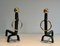 Wrought Iron & Brass Andirons in the style of Jacques Adnet, 1970s, Set of 2 4