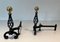 Wrought Iron & Brass Andirons, 1970s, Set of 2, Image 4