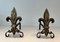 Bronze and Wrought Iron Lily Chenets, 1940s, Set of 2 1