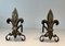 Bronze and Wrought Iron Lily Chenets, 1940s, Set of 2, Image 1