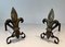 Bronze and Wrought Iron Lily Chenets, 1940s, Set of 2 3