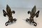 Bronze and Wrought Iron Lily Chenets, 1940s, Set of 2 4