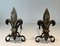 Bronze and Wrought Iron Lily Chenets, 1940s, Set of 2 12