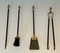 Brass and Black Lacquered Metal Fire Tools with Stand, 1970s, Set of 5 9