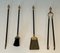 Brass and Black Lacquered Metal Fire Tools with Stand, 1970s, Set of 5, Image 9