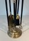 Brass and Black Lacquered Metal Fire Tools with Stand, 1970s, Set of 5, Image 6