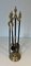 Brass and Black Lacquered Metal Fire Tools with Stand, 1970s, Set of 5 12