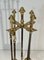 Brass and Brushed Steel Fireplace Tools with Stand attributed to the Maison Jansen, 1940s, Set of 5 4
