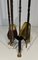 Brass and Brushed Steel Fireplace Tools with Stand attributed to the Maison Jansen, 1940s, Set of 5 6