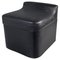 Italian Modern Squared Stool in Black Faux Leather with Wheels, 1980s 1