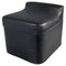 Italian Modern Squared Stool in Black Faux Leather with Wheels, 1980s, Image 1