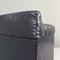 Italian Modern Squared Stool in Black Faux Leather with Wheels, 1980s 12