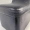Italian Modern Squared Stool in Black Faux Leather with Wheels, 1980s 7