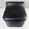 Italian Modern Squared Stool in Black Faux Leather with Wheels, 1980s 6