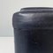 Taburete italiano moderno cuadrado de cuero sintético negro con ruedas, años 80, Imagen 11