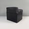 Italian Modern Squared Stool in Black Faux Leather with Wheels, 1980s 4