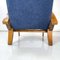 Italian Mid-Century Modern Wood and Blue Fabric Lounge Chairs, 1950s, Set of 2 8