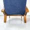 Italian Mid-Century Modern Wood and Blue Fabric Lounge Chairs, 1950s, Set of 2, Image 8