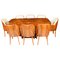Art Deco Burr Walnut Dining Table and Cloud Back Chairs, 1920s, Set of 9 1