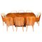 Art Deco Burr Walnut Dining Table and Cloud Back Chairs, 1920s, Set of 9, Image 1