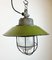 Industrial Green Enamel and Cast Iron Cage Pendant Light, 1960s 6