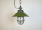 Industrial Green Enamel and Cast Iron Cage Pendant Light, 1960s 2