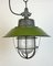Industrial Green Enamel and Cast Iron Cage Pendant Light, 1960s 9
