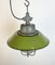 Lámpara colgante industrial en forma de jaula de hierro fundido y esmalte verde, años 60, Imagen 10
