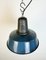 Industrial Blue Enamel Factory Lamp with Cast Iron Top, 1960s, Image 10