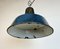 Industrielle blaue Emaille Fabriklampe mit gusseiserner Tischplatte, 1960er 8