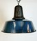 Industrial Blue Enamel Factory Lamp with Cast Iron Top, 1960s, Image 6