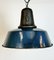 Lámpara de fábrica industrial de esmalte azul con superficie de hierro fundido, años 60, Imagen 6