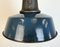 Industrielle blaue Emaille Fabriklampe mit gusseiserner Tischplatte, 1960er 4