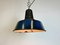 Industrial Blue Enamel Factory Lamp with Cast Iron Top, 1960s 18