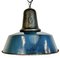 Lámpara de fábrica industrial de esmalte azul con superficie de hierro fundido, años 60, Imagen 1