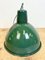 Lámpara colgante industrial de fábrica esmaltada en verde, años 60, Imagen 10