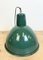 Lámpara colgante industrial de fábrica esmaltada en verde, años 60, Imagen 12